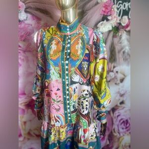 Boho Gypsy Sisters Multicolor Long Sleeve Dress